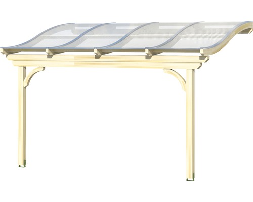 Drevený prístrešok pre auto s vlnitou priehľadnou strechou