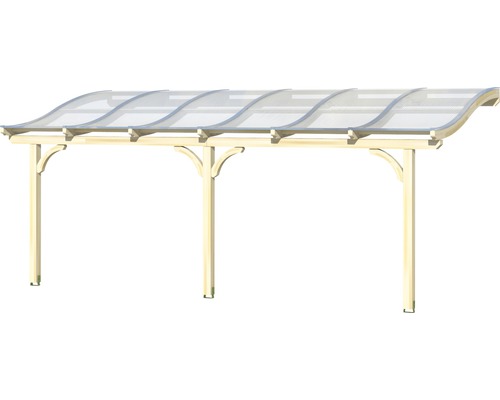 Prístrešok pre auto s priehľadnou strechou a dreveným rámom