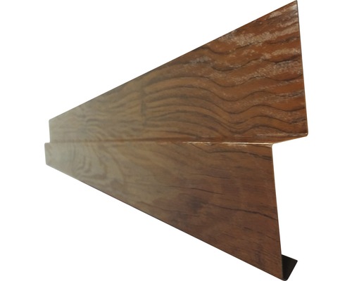 Odkvapnica Precit Roof pre stenový panel 1000 mm dub zlatý Rohový profil s dreveným dekorom pre zakončenie stien