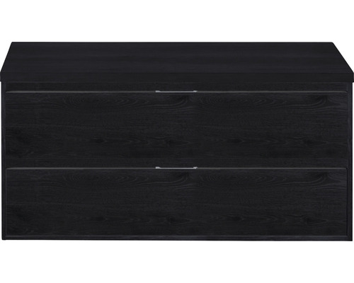 Čierna skrinka pod umývadlo s dvomi zásuvkami