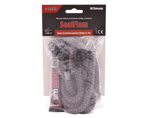 Tesniaca šnúra na dvierka HS Flamingo Ø10 mm 2,5 m + lepidlo Tesniaca šnúra pre krbové vložky a kachle vrátane lepidla, okrúhla, 10 mm x 2,5 m