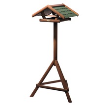 Voľne stojace drevené kŕmidlo pre vtáky so strechou