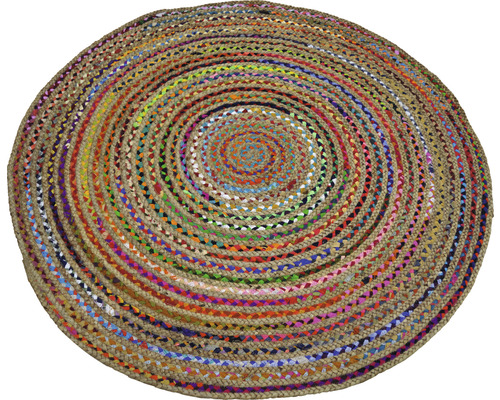 Koberec z prúžkov pestrofarebných látok okrúhly Ø 120 cm