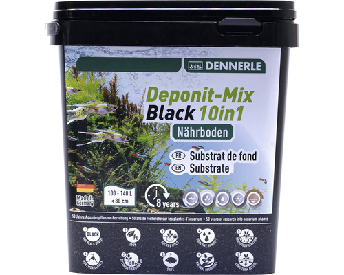 Piesok do akvária Dennerle Deponit-Mix Black 10in1, 4,8 kg Dennerle Deponit-Mix Black 10v1 výživný substrát vo vedre