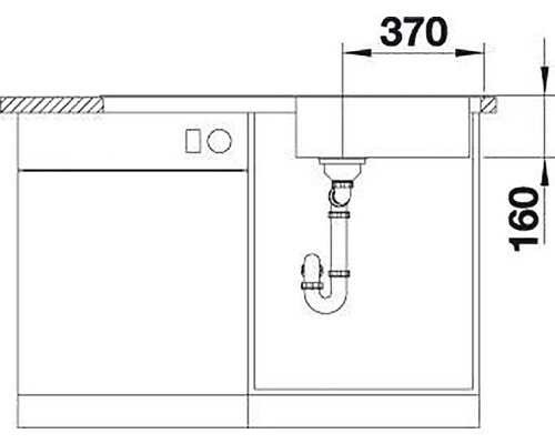 Nákres drezu s rozmermi 370 a 160.