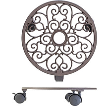 Kovová kolieska pod kvetináče so zdobeným povrchom