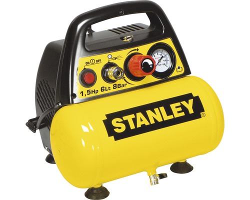 Kompresor Stanley s výkonom 1,5 HP, 6 litrami a 8 barmi