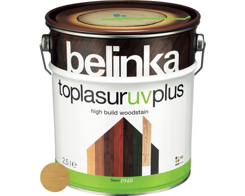 Silnovrstvá lazúra Belinka Toplasur smrekovec 2,5 l Belinka Toplasur UV Plus lazúra na drevo, 2,5-litrová plechovka