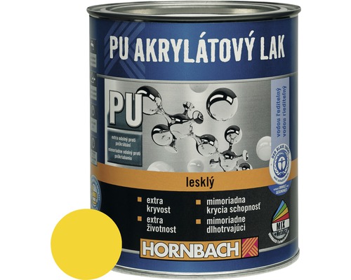 PU akrylátový lak na vodnej báze Hornbach žltá lesklý 750 ml