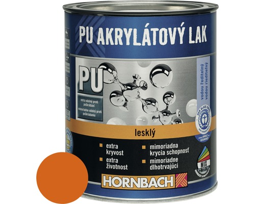 PU akrylátový lak na vodnej báze Hornbach oranžová lesklý 375 ml Plechovka PU akrylátového laku
