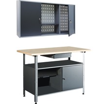 Dielenská zostava sivá 1200x600 mm, 2-dielna, pracovný stôl a nástenná skrinka-thumb-0
