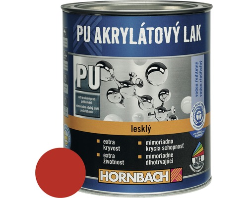 PU akrylátový lak na vodnej báze Hornbach ohnivá červená lesklý 375 ml Plechovka PU akrylátového laku
