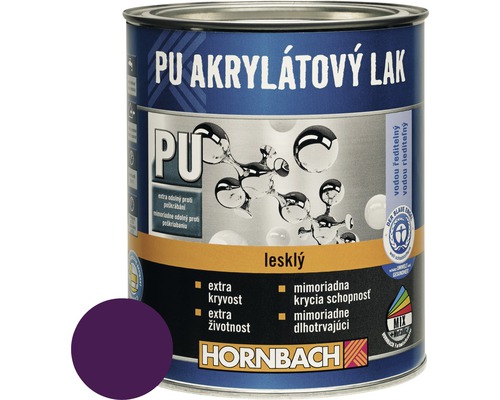 PU akrylátový lak na vodnej báze Hornbach fialová violet lesklý 375 ml Plechovka PU akrylátového laku s logom Hornbach
