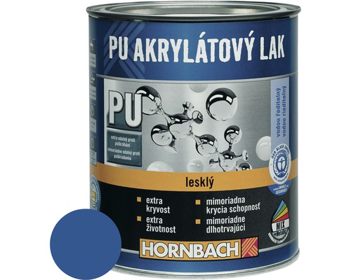 PU akrylátový lak na vodnej báze Hornbach enciánová modrá lesklý 750 ml-0