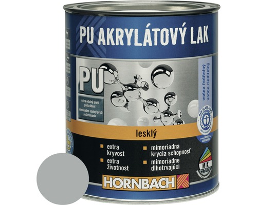 PU akrylátový lak na vodnej báze Hornbach strieborno sivá lesklý 750 ml