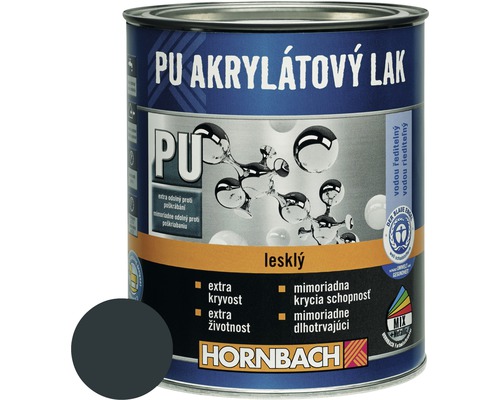 PU akrylátový lak na vodnej báze Hornbach antracitovo sivá lesklý 750 ml