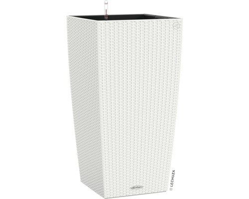 Vysoký, biely kvetináč so zavlažovacím systémom