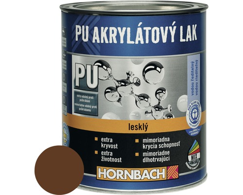 PU akrylátový lak na vodnej báze Hornbach orechovo hnedá lesklý 750 ml