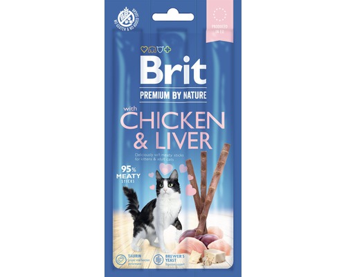 Maškrty pre mačky Brit Premium by Nature Chicken&Liver 3 ks