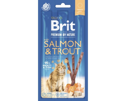 Maškrty pre mačky Brit Premium by Nature Salmon&Trout 3 ks-0