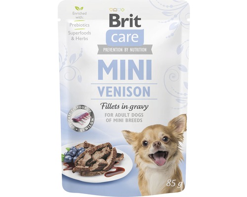 Kapsička pre psov Brit Care Mini Venison filety v šťave 85 g Brit Care Mini Venison krmivo pre malé dospelé psy v 85-gramovom balení