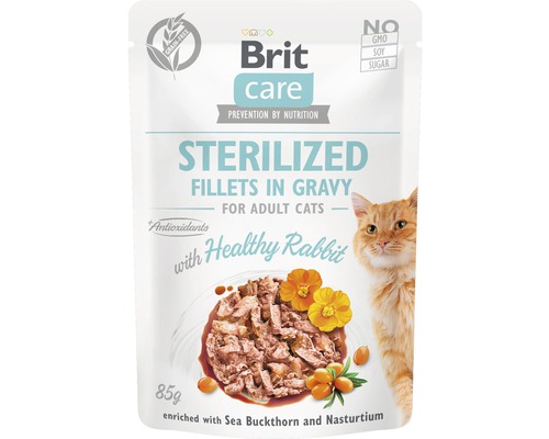 Kapsička pre mačky Brit Care Cat Healthy Rabbit for Sterilized Gravy 85 g