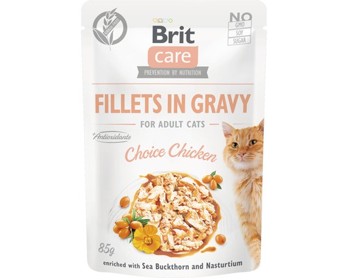 Kapsička pre mačky Brit Care Cat Choice Chicken Gravy 85 g Brit Care krmivo pre mačky Filety v šťave kura 85g