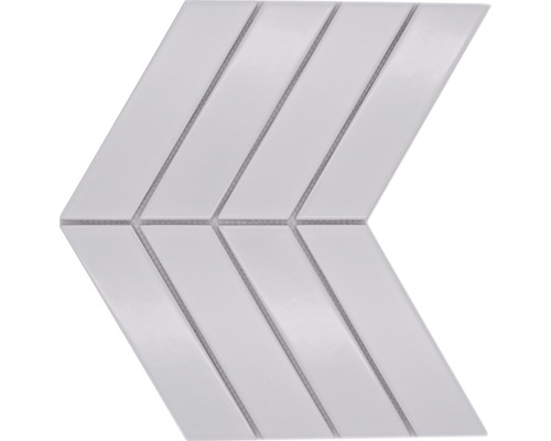 Keramická mozaika Chevron mix white 22,4 x 31,8 cm Šípková mozaiková dlaždica z keramiky