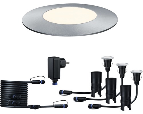 LED vstavané vonkajšie svietidlo Paulmann 93697 Plug and Shine Floor Mini Set IP65 3x2,5W 3x95lm 3000K strieborné