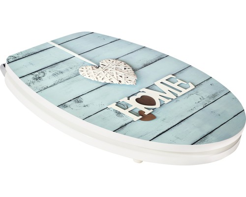 Toaletné sedadlo s dreveným vzhľadom a dekoráciou Home