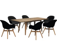 Záhradný stôl so šiestimi stoličkami z dreva a plastu