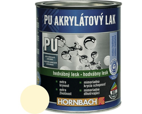 PU akrylátový lak na vodnej báze Hornbach svetlá slonová kosť hodvábny lesk 750 ml