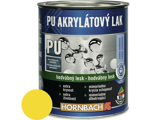 PU akrylátový lak na vodnej báze Hornbach žltá hodvábny lesk 750 ml