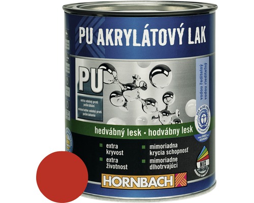 PU akrylátový lak na vodnej báze Hornbach ohnivo červená hodvábny lesk 750 ml