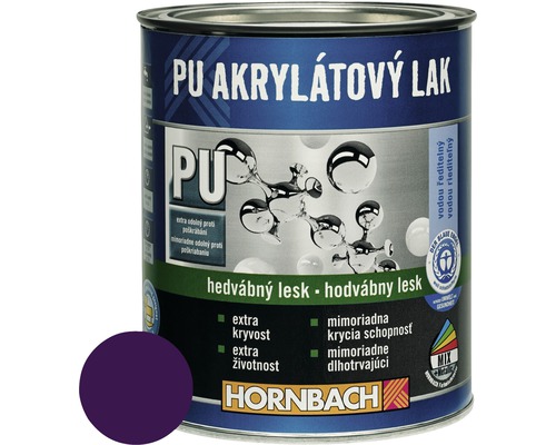 PU akrylátový lak na vodnej báze Hornbach fialová violet hodvábny lesk 750 ml