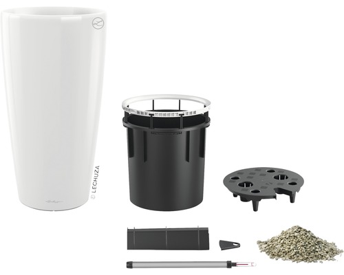 Kvetináč so zavlažovacím systémom a príslušenstvom