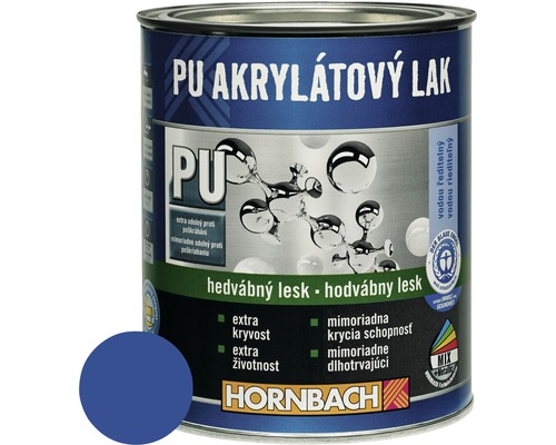 PU akrylátový lak na vodnej báze Hornbach enciánová modrá hodvábny lesk 750 ml