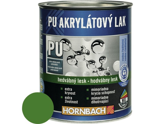 PU akrylátový lak na vodnej báze Hornbach listová zelená hodvábny lesk 750 ml