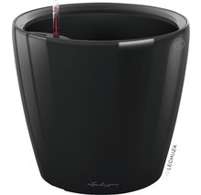 Čierny kvetináč s ukazovateľom hladiny vody