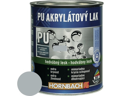 PU akrylátový lak na vodnej báze Hornbach strieborno sivá hodvábny lesk 750 ml