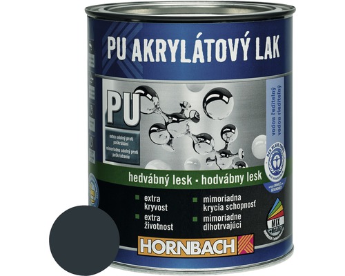 PU akrylátový lak na vodnej báze Hornbach antracitovo sivá hodvábny lesk 750 ml