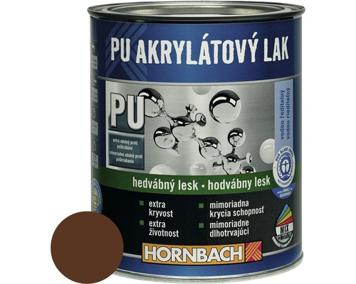 PU akrylátový lak na vodnej báze Hornbach orechovo hnedá hodvábny lesk 375 ml