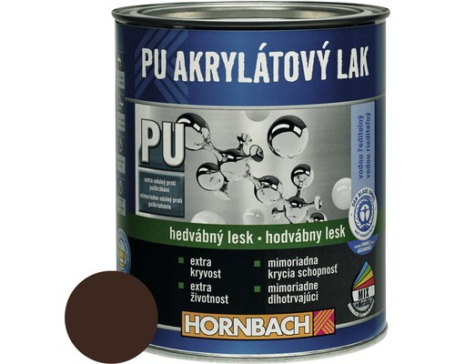 PU akrylátový lak na vodnej báze Hornbach čokoládovo hnedá hodvábny lesk 750 ml