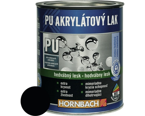 PU akrylátový lak na vodnej báze Hornbach čierna hodvábny lesk 750 ml