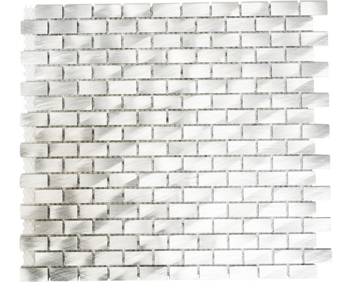 Kovová mozaika XAM 411 strieborná 30,5 x 32,5 cm Mozaiková rohož s obdĺžnikovými kovovými mozaikovými kameňmi