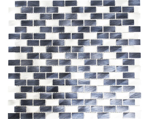 Kovová mozaika XAM 431 čierna/biela mix 30,5 x 32,5 cm Mozaiková dlaždica s obdĺžnikovými prvkami