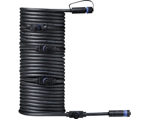 Kábel Paulmann 93930 Plug and Shine IP68 10m 2x1,5mm² čierny Čierny prepojovací kábel s niekoľkými konektormi