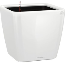 Štvorcový, biely kvetináč s ukazovateľom hladiny vody