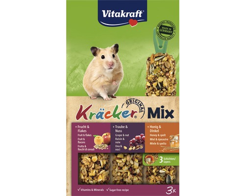 Maškrty pre škrečky Vitakraft Kräcker s vitamínami 3 ks 168 g