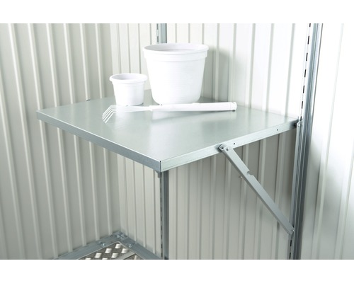 Sklápací stôl pre záhradné domčeky Biohort Europa, AvantGarde, HighLine 69x58 cm strieborný